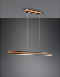 [TRIO326610232] Lampadario Ufficio Doppia Emissione Vintage Legno E Metallo Nero Dimmer Deacon Trio Lighting