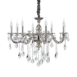 [8021696014395] Lampadario a sospensione 8 luci argento D 75 x H 56 cm