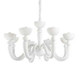 [8021696094007] Lampadario a sospensione 8 luci bianco D 95,5 x H 49,5 cm