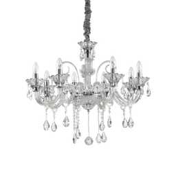 [8021696114187] Lampadario a sospensione 8 luci cristalli trasparente D 78 x H 52 cm