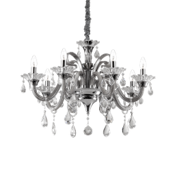 [8021696081519] Lampadario a sospensione 8 luci grigio D 78 x H 52 cm
