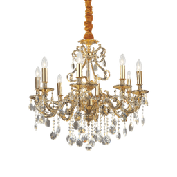 [8021696060514] Lampadario a sospensione 8 luci oro D 73 x H 68 cm