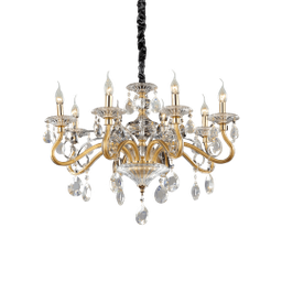 [8021696087764] Lampadario a sospensione 8 luci oro D 73,5 x H 50,5 cm