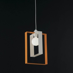 [BL150\1.BAR] Lampadario a sospensione bianco arancio con rettangoli Duplo Bonetti