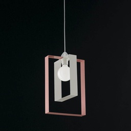 [BL150\1.BR] Lampadario a sospensione bianco rosa con rettangoli Duplo Bonetti