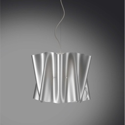 [FOLIO/S5/60/SVR] Lampadario a sospensione cinque luci luci FOLIO paralume in Polilux Argento diametro 60x h32 cm