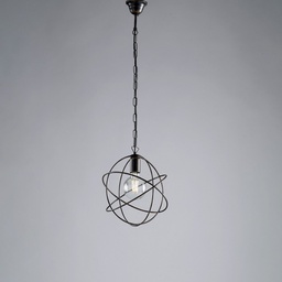 [BL190-1-NO] Lampadario a sospensione in ferro Nero Oro una luce 29x h32 cm
