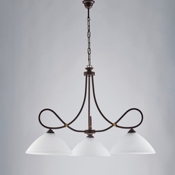 [BL217-S3-RG] Lampadario arte povera in ferro Nero ruggine tre luci 78x h65 cm