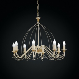 [BL105-8-AV] Lampadario in ferro Avorio Decape rifinitura Oro otto luci 75x h49 cm