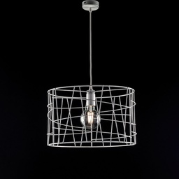 [BL168-1-BA] Lampadario industrial a sospensione in ferro Bianco Argento una luce 41x h29 cm