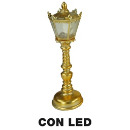 [V6318570000] Lampione resina led oro cm13x12,5h41,5