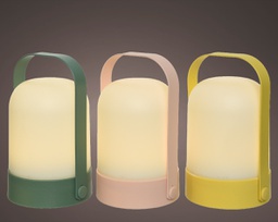 [20041937] Lanterna LED in plastica tonda esterno 3 colori assortiti D15x21h cm