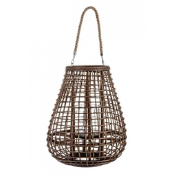 [B0140950] Lanterna con manico MOMBASA intrecciata colore marrone 33dx40h cm