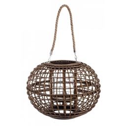 [B0140951] Lanterna con manico MOMBASA intrecciata colore marrone 37dx26h cm