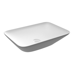 [DFLEX-185-RNAR-55] Lavabo rettangolare da appoggio senza foro - 55x36 cm, bianco