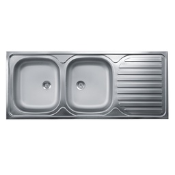 [EFFEZ96564] Lavello cucina due vasche con gocciolatoio dx acciaio da appoggio 50x120 cm(N127DX) EFFEZ