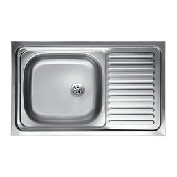 [057587] Lavello cucina vasca con gocciolatoio dx in acciaio da appoggio 50x80 cm(N216DX) (copia)