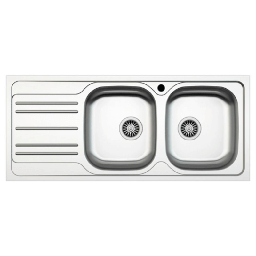 [FZ97468] Lavello incasso cucina MP1162SX acciaio116x50 cm due vasche e gocciolatoio sinistro