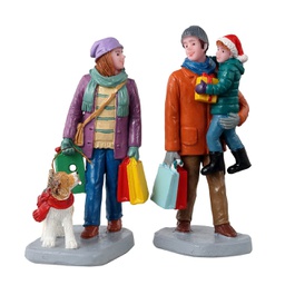 [1998919] Lemax Holiday Shoppers Set Of 2 - Acquirenti Delle Festività Set Di 2 Pz Gioco invernale decorazione per villaggio Natale
