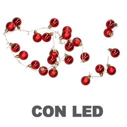 [V6131650000] Luce filo sfera rosso 48 led bianco caldo alimentazione fissa cm ø4x120