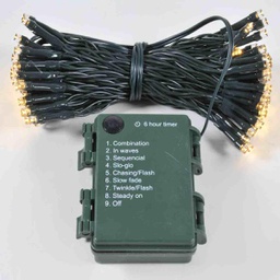 [V6057730000] Luce filo verde 80 led 0,5xh480x1 bianco caldo al. batteria timer 8 funzioni
