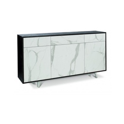 [A7076ONMCK] Madia tre ante tre cassetti Nero Ossido Marmo 164x41x h92 cm