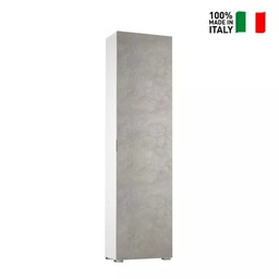 [TEREL329B/CEM] Mobile Con Anta Sette Ripiani bianco con anta cemento