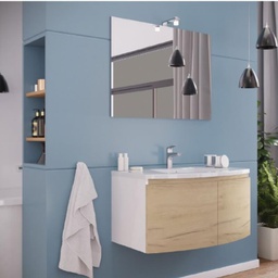 [FZ91905] Mobile bagno sospeso Iseo bianco rovere 81x48x42