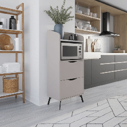 [FZ99290] Mobile multiuso Gorki con cassetti light mocha e ripiano carrara bianco