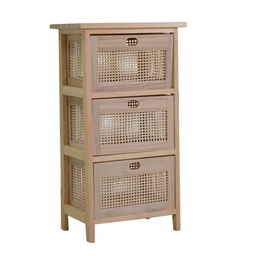 [V8041150000] Mobiletto legno kate 3 cassetti naturale rettangolare cm 39,5 x 27 x h72
