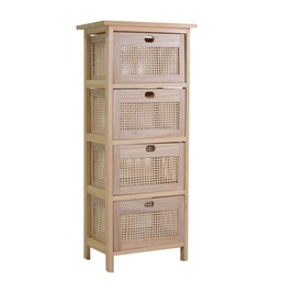 [V8041160000] Mobiletto legno kate 4 cassetti naturale rettangolare cm 39,5 x 27,5 x h 92,5