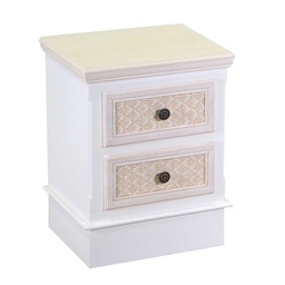 [V8041650000] Mobiletto legno losanna 2 cassetti crema cm 37x30h49