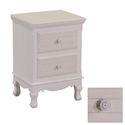 [V8041220000] Mobiletto legno norimberga 2 cassetti crema cm 37x30h54