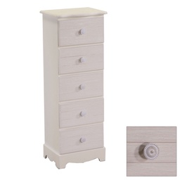 [V8041190000] Mobiletto legno norimberga 5 cassetti crema 29x23h81 cm