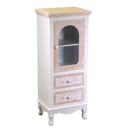 [V8041780000] Mobiletto legno vetrina andorra 1 anta vetro + 2 cassetti cm 40x30h100
