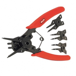 [018071] PINZA MULTIFUNZIONE PER ANELLI ELASTICI CON 4 TESTE PER FERMI INTERNI ED ESTERNI