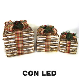 [V6192780000] Pacco regalo 1-3 con led naturale cm25x25h25