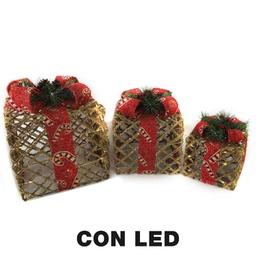 [V6192770000] Pacco regalo 1-3 con led rossocm25x25h25