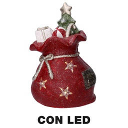 [V6315930000] Pacco regalo resina led rosso cm27x22h40