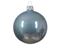 [20102304] Pallina di Natale Gioielli di vetro smaltato colore azzurro velato ø 6cm