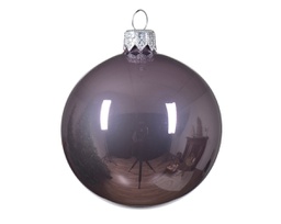 [20102327] Box Da 6 Palline Di Natale Gioielli Di Vetro Smaltato Colore Lilla Cristallo Ø 6Cm