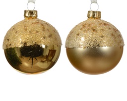 [20102366] Pallina di Natale Globo di vetro opaco lucido ballotine a forma di stella con cima a 2 colori colore oro chiaro ø 6cm