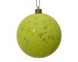 [20102239] Pallina di Natale Pallina natalizia infrangibile con piumaggio di paillettes abbinato al colore  del cappuccio colore pistacchio L 8cm x P 8cm x H 8cm x ø 8cm
