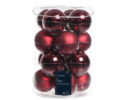[20102348] Box Da 16 Palline Di Natale Di Vetro Lucide E Opache Miste Colore Rosso Scuro Ø 8Cm