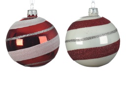 [20102280] Pallina di Natale Palline di vetro lucide-opache con un motivo a spirale orizzontale 2 colori assortiti colore assortito ø 8cm