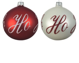 [20102279] Pallina di Natale Palline di vetro opaco ho ho ho 2 colori assortiti colore assortito ø 8cm