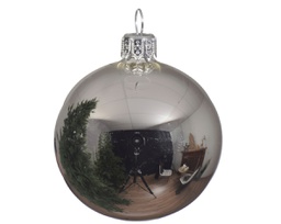 [19625670] Box Da 6 Palline Di Natale Vetro Lucido Colore Argento Ø 6Cm