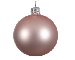 [19625687] Box Da 6 Palline Di Natale Vetro Opaco Colore Rosa Cipria Ø 6Cm