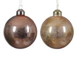[20102267] Pallina di Natale Vetro smaltato con paillettes d'oro e d'argento a due colori colore assortito ø 8cm