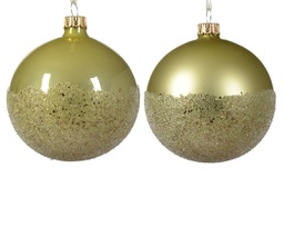 [20102377] Pallina di Natale Vetro smaltato opaco a pallina con fondo a due colori assortiti colore pistacchio ø 8cm